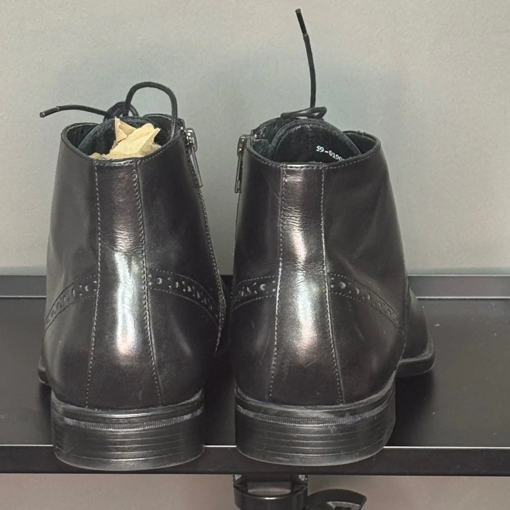 Johnston & Murphy Black Leather Men's Ankle Boots Size 11.5 - Picture 8 of 10